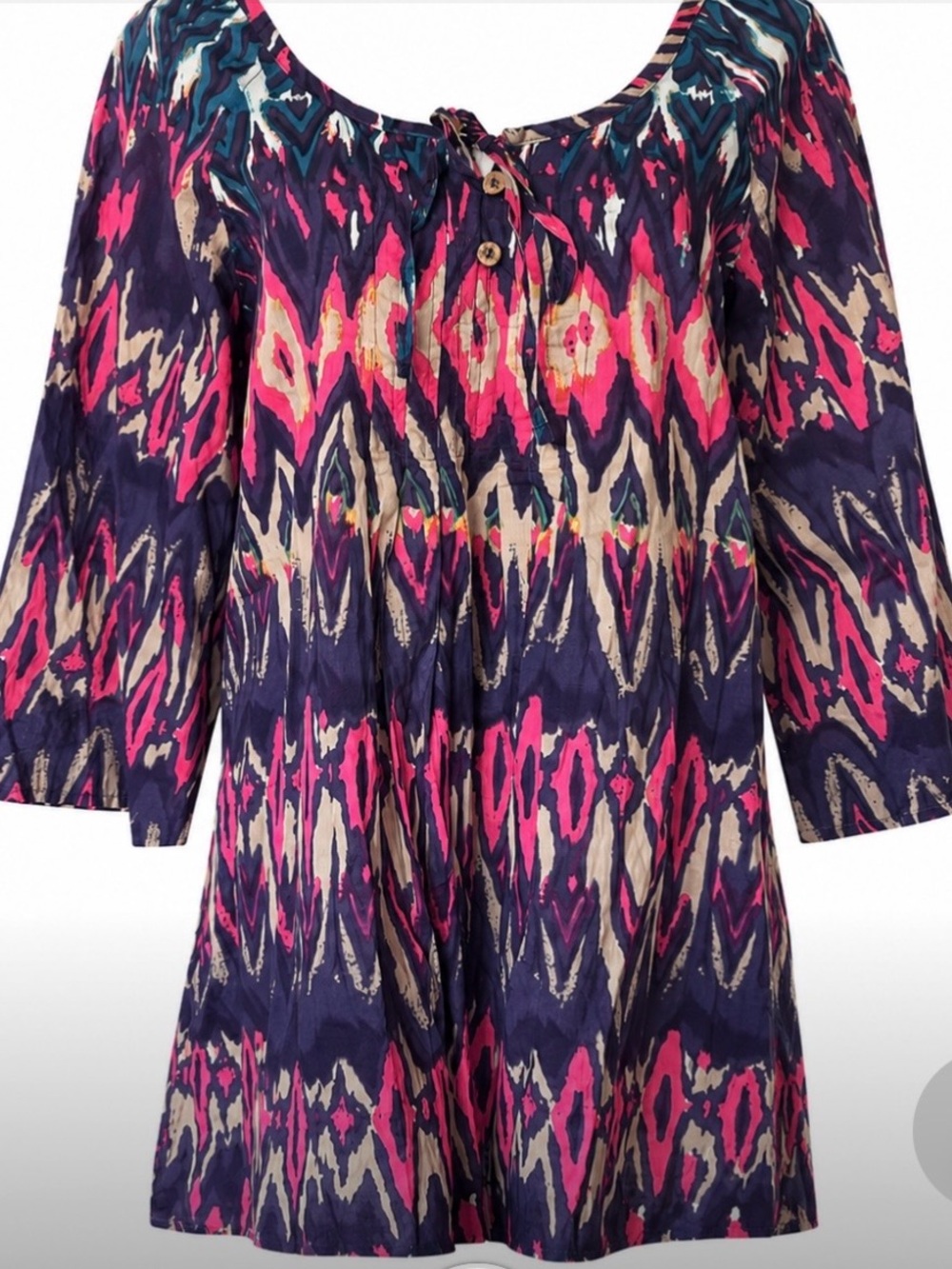 Jolie Multiple Color Cotton Tunic Top/Mini Dress/ Beach Cover Artsy Hippie Boho